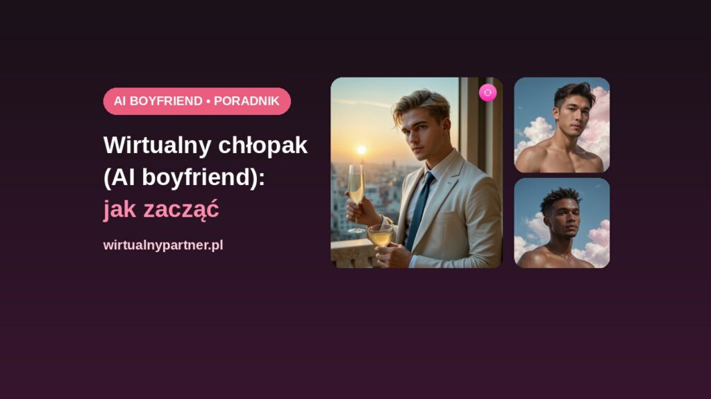 Portret męskiej postaci AI i dwie twarze z kreatora – wirtualny chłopak, AI boyfriend
