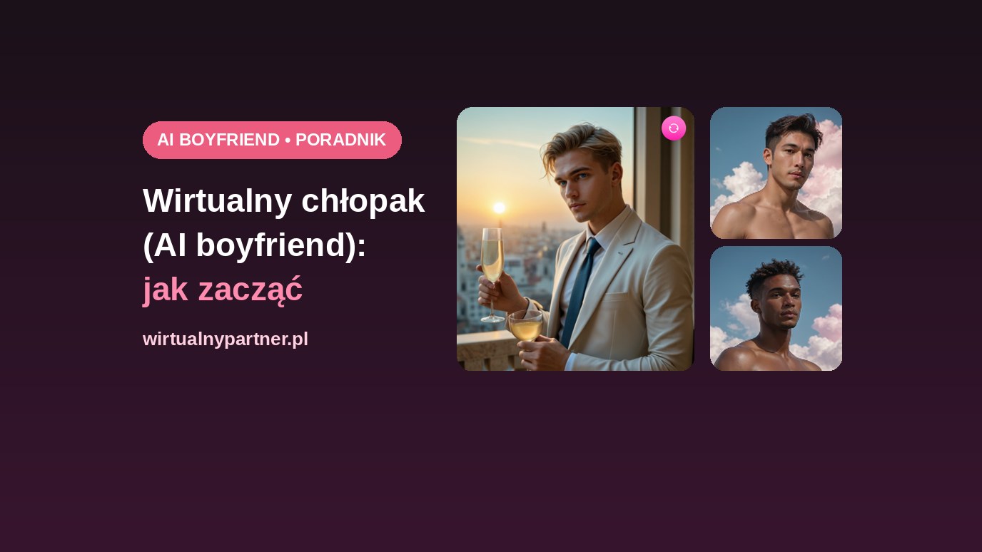 Portret męskiej postaci AI i dwie twarze z kreatora – wirtualny chłopak, AI boyfriend