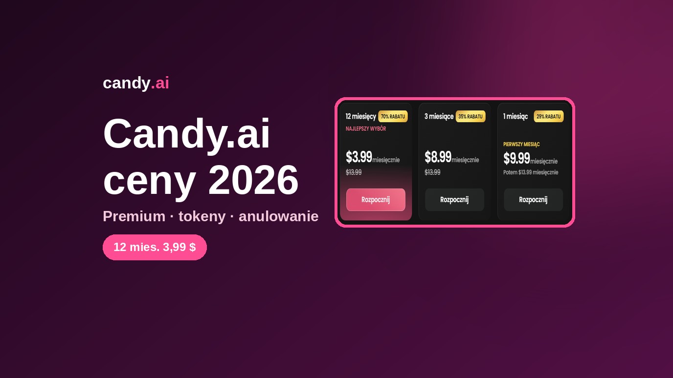 Candy.ai ceny 2026 – plany 12, 3 i 1 miesiąc