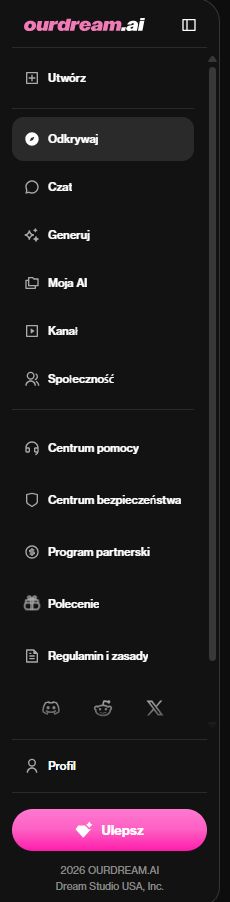 Menu OurDream AI po przełączeniu interfejsu na język polski